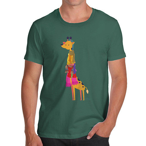 Men's Giraffe Wearing Scarves T-Shirt