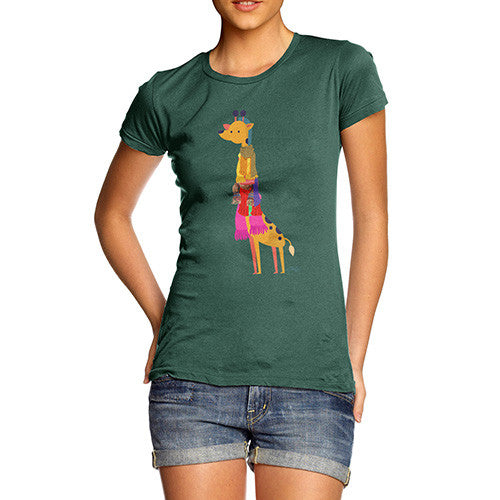 Women's Giraffe Wearing Scarves T-Shirt