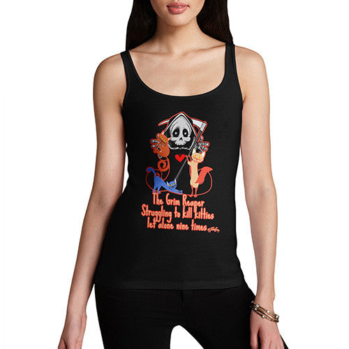 Women's Funny Grim Reaper Is A Cat Person Tank Top