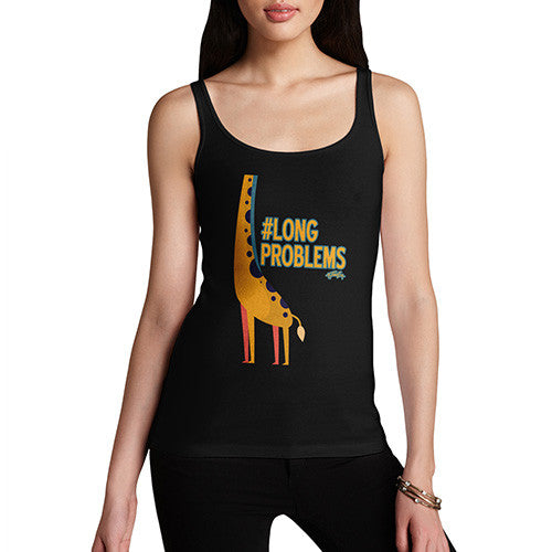 Women's Funny Giraffe Hashtag Long Problem Tank Top