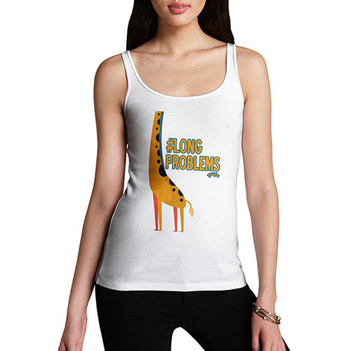 Women's Funny Giraffe Hashtag Long Problem Tank Top