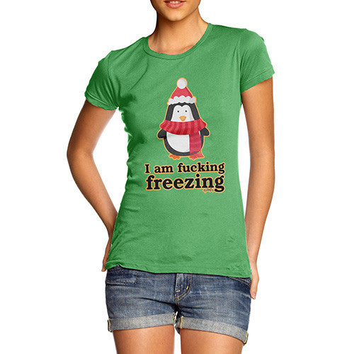 Women's Funny Penguin I Am Freezing T-Shirt