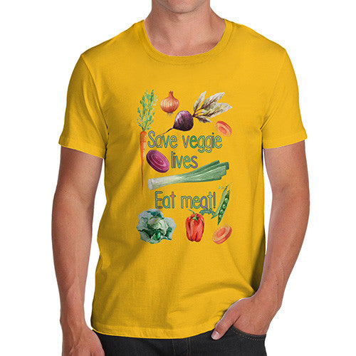 Men's Funny Quote Save Veggie Lives Eat Meat T-Shirt