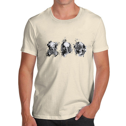 Men's Speak No Evil, See No Evil, Hear No Evil Skulls T-Shirt