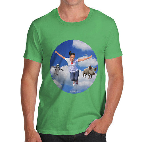 Men's Flying With Pigs And Penguins T-Shirt