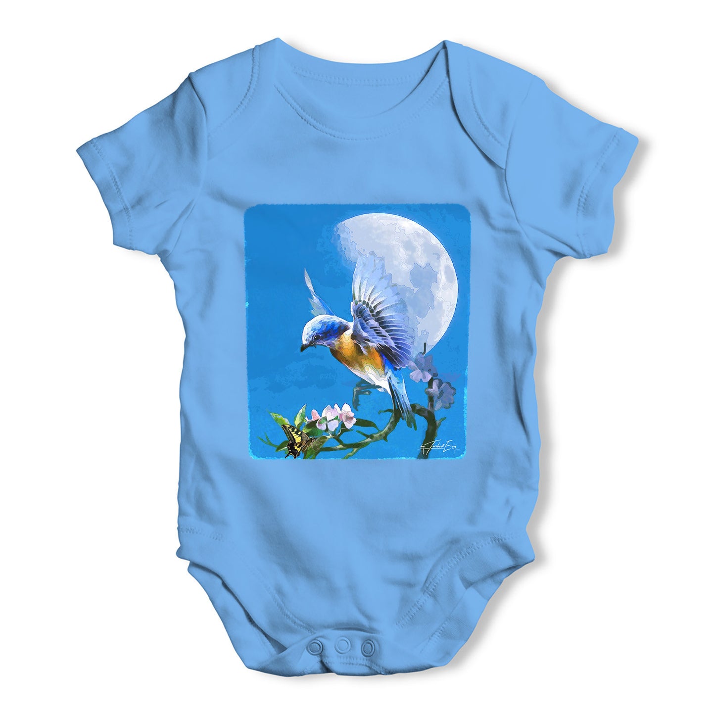 Bird Fly At Moonlight Baby Grow Bodysuit