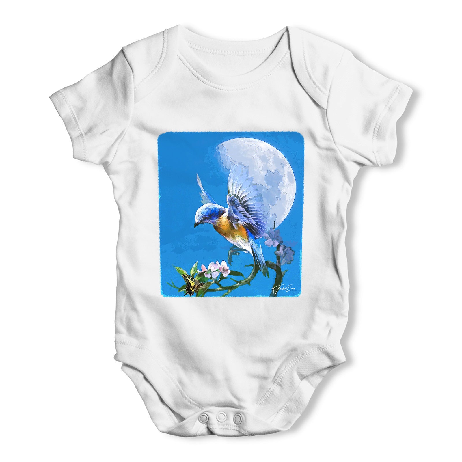 Bird Fly At Moonlight Baby Grow Bodysuit