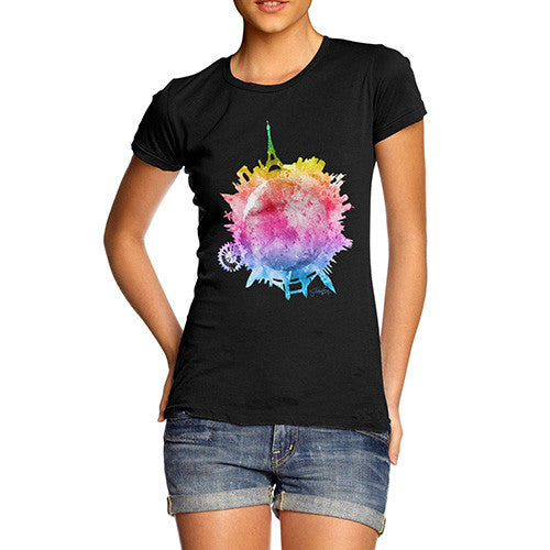 Women's Rainbow Watercoloured World T-Shirt