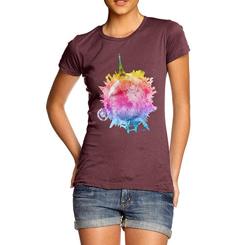 Women's Rainbow Watercoloured World T-Shirt
