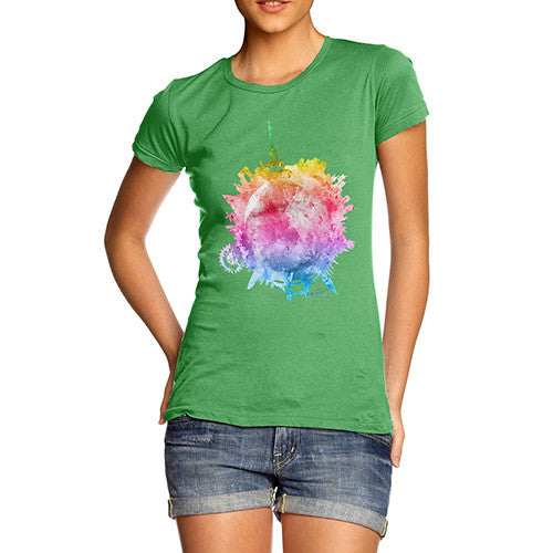 Women's Rainbow Watercoloured World T-Shirt