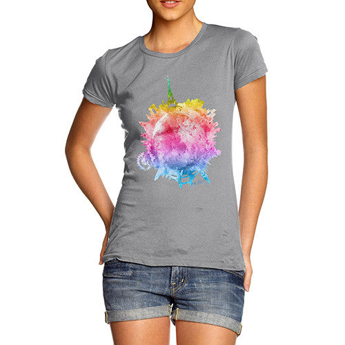 Women's Rainbow Watercoloured World T-Shirt