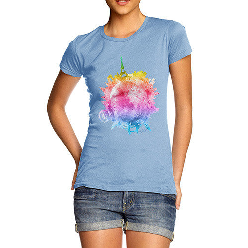 Women's Rainbow Watercoloured World T-Shirt