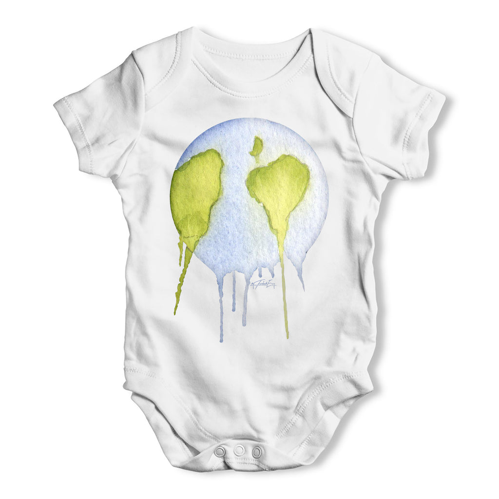 Dripping Watercolour Planet Earth Baby Grow Bodysuit