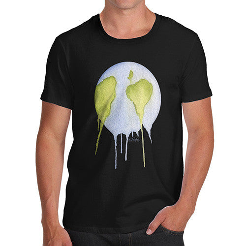 Men's Dripping Watercolour Planet Earth T-Shirt