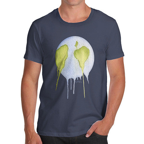 Men's Dripping Watercolour Planet Earth T-Shirt