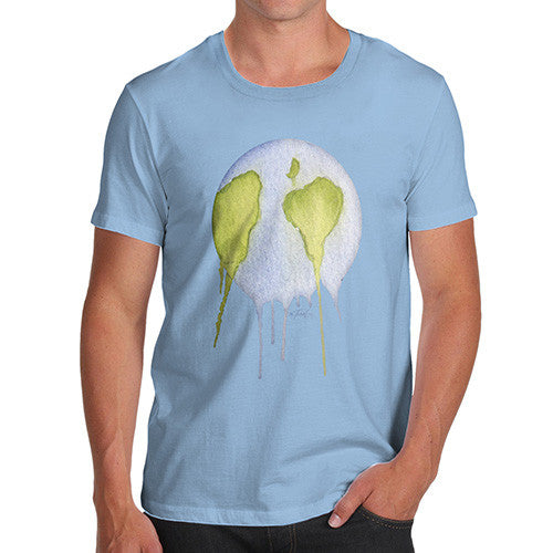 Men's Dripping Watercolour Planet Earth T-Shirt