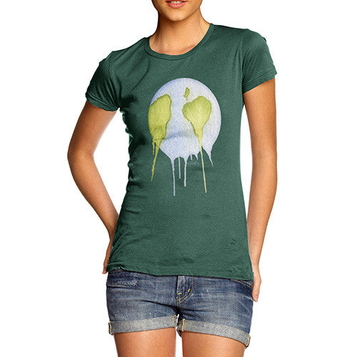 Women's Dripping Watercolour Planet Earth T-Shirt