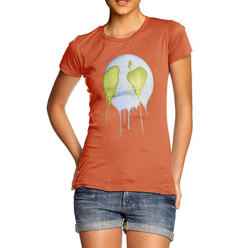 Women's Dripping Watercolour Planet Earth T-Shirt