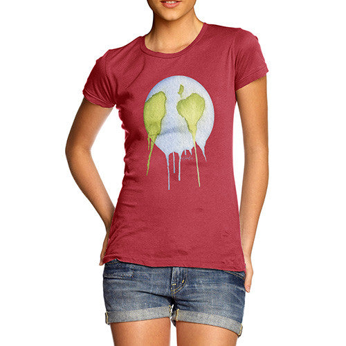 Women's Dripping Watercolour Planet Earth T-Shirt