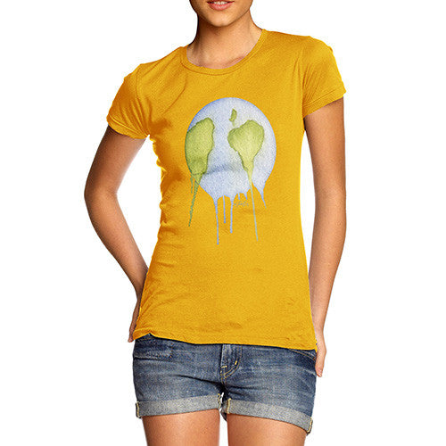 Women's Dripping Watercolour Planet Earth T-Shirt