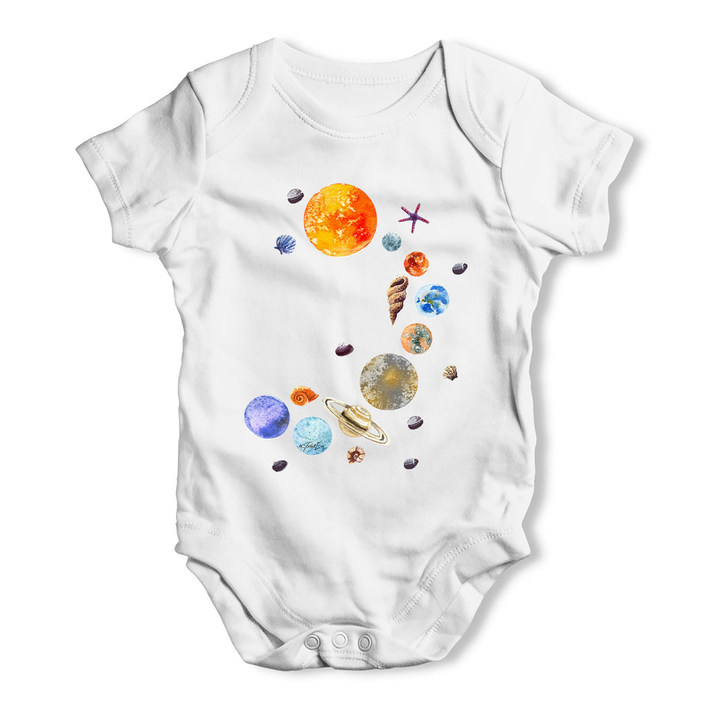 Seashell Solar System Baby Grow Bodysuit