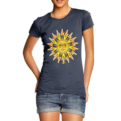 Women's Ornate Sun Face T-Shirt