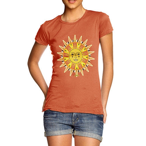 Women's Ornate Sun Face T-Shirt