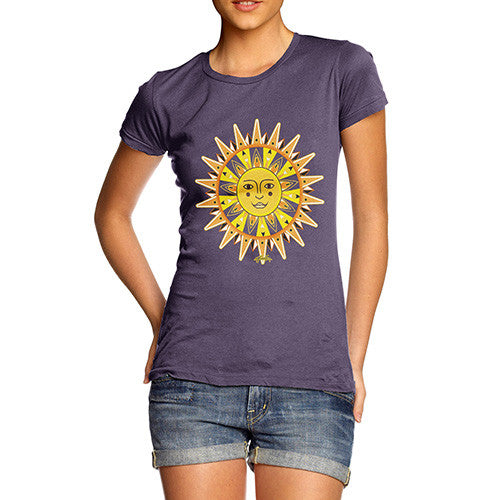 Women's Ornate Sun Face T-Shirt