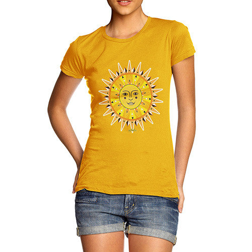 Women's Ornate Sun Face T-Shirt