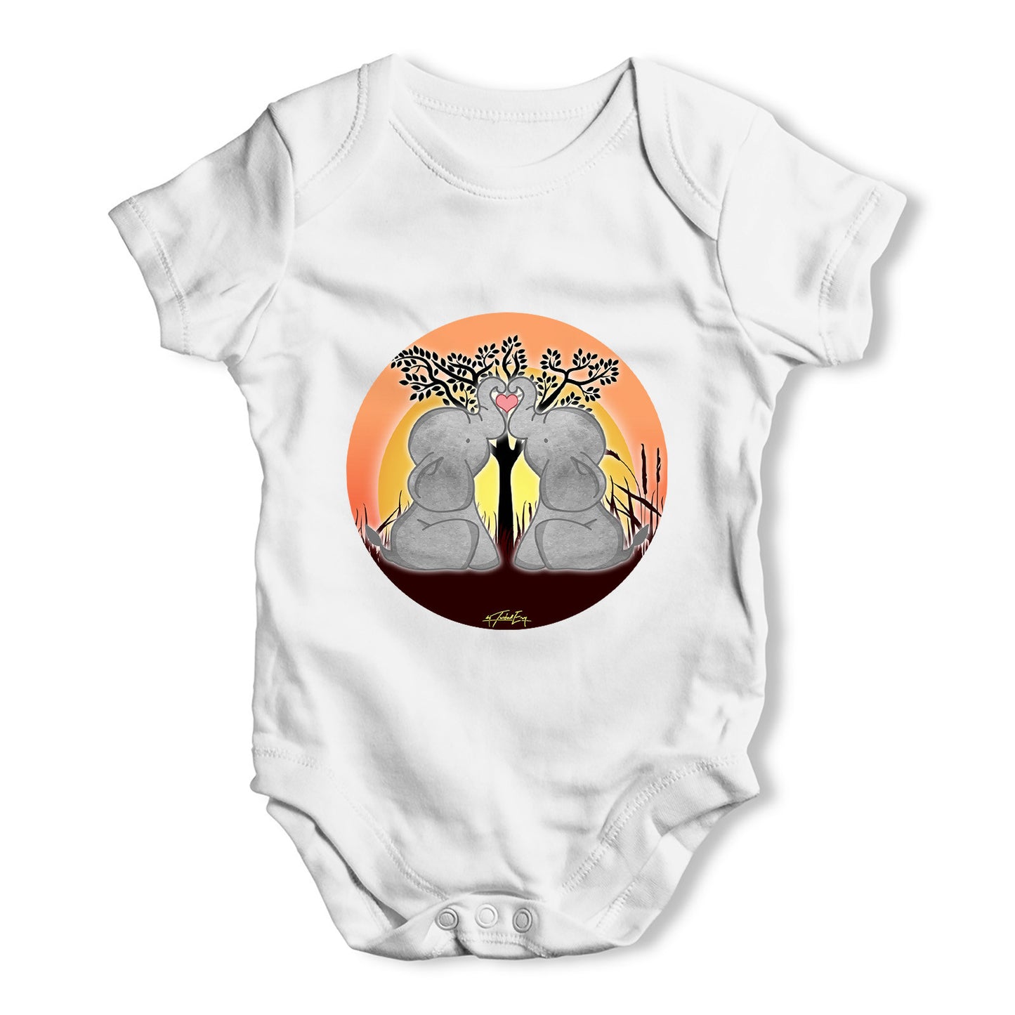 Elephant Trunk Heart Baby Grow Bodysuit