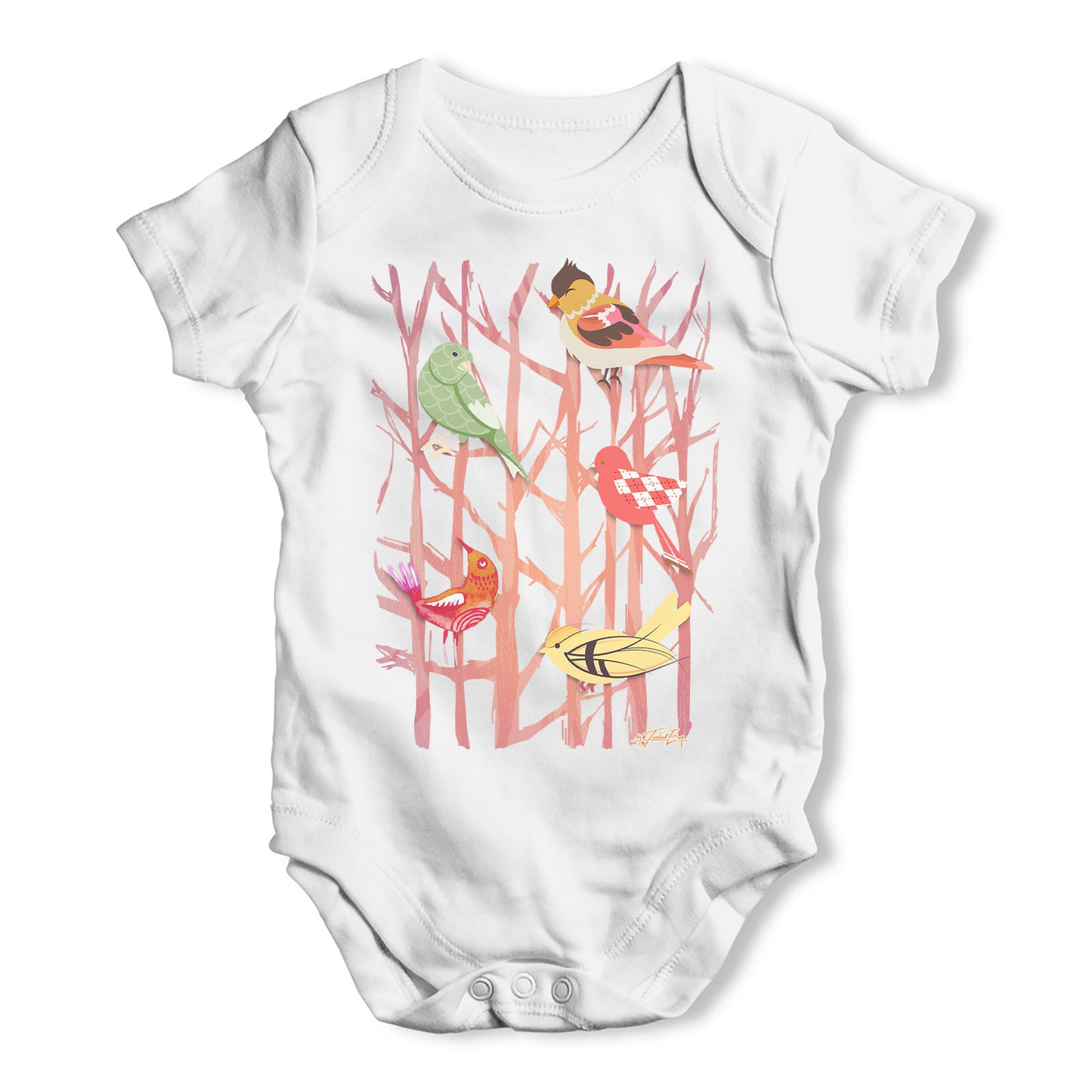 Birds In Branches Baby Grow Bodysuit