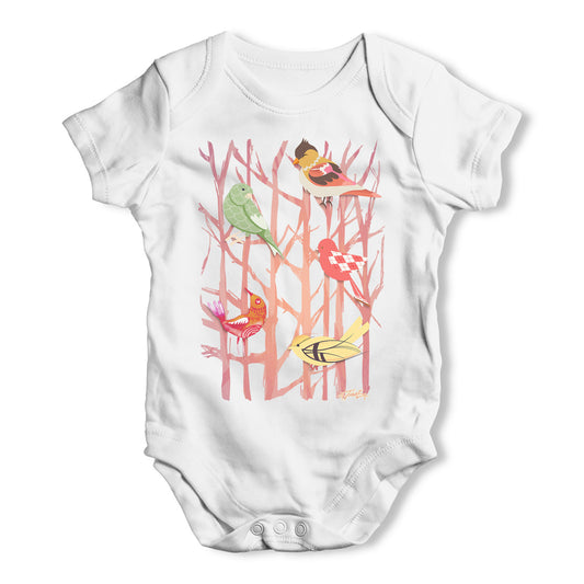 Birds In Branches Baby Grow Bodysuit