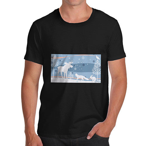 Men's Wildlife in Winter Woods T-Shirt