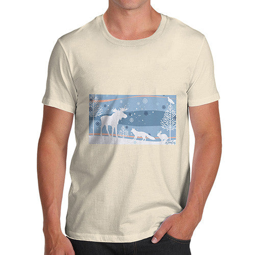 Men's Wildlife in Winter Woods T-Shirt