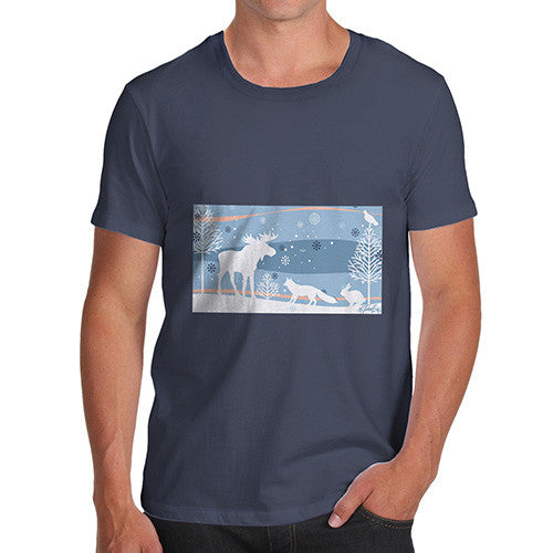 Men's Wildlife in Winter Woods T-Shirt