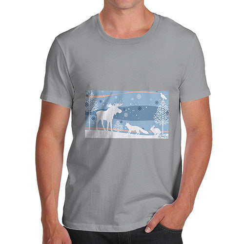 Men's Wildlife in Winter Woods T-Shirt