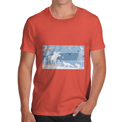 Men's Wildlife in Winter Woods T-Shirt