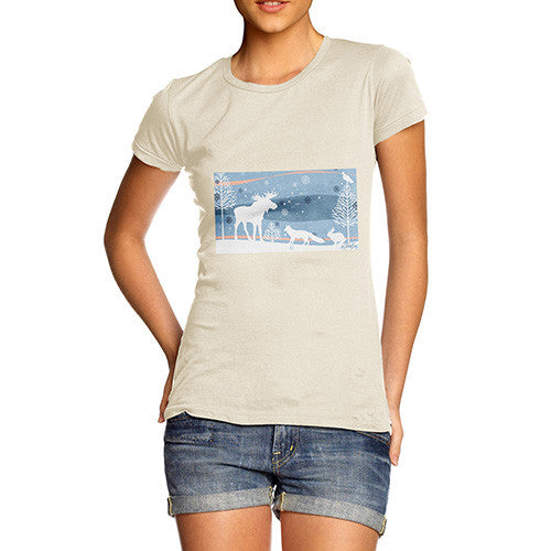 Women's Wildlife in Winter Woods T-Shirt