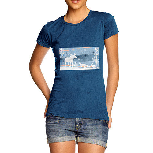 Women's Wildlife in Winter Woods T-Shirt