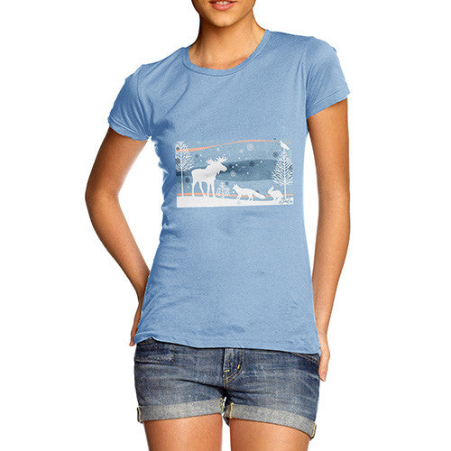 Women's Wildlife in Winter Woods T-Shirt