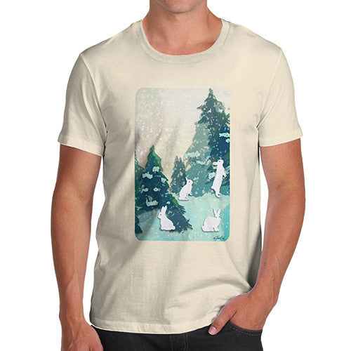 Men's Rabbits in Snow Covered Woods T-Shirt