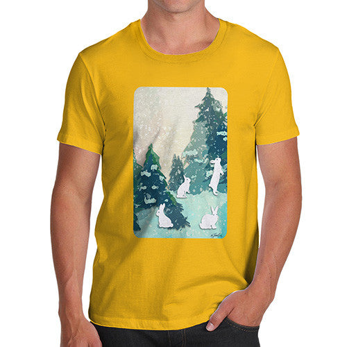 Men's Rabbits in Snow Covered Woods T-Shirt