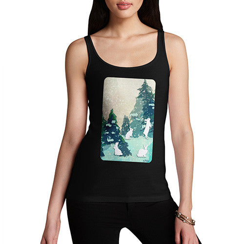 Women's Rabbits in Snow Covered Woods Tank Top