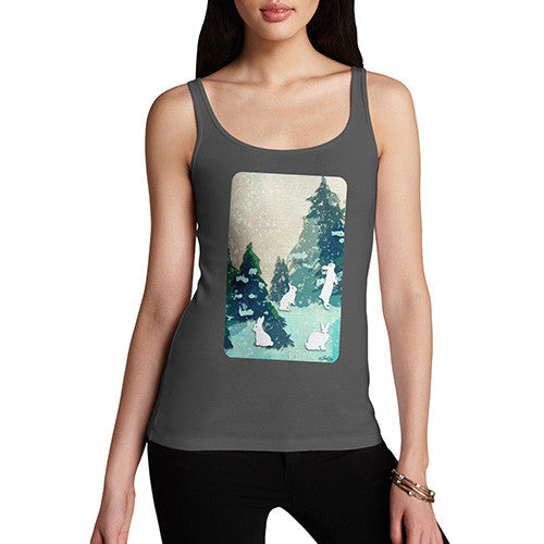 Women's Rabbits in Snow Covered Woods Tank Top