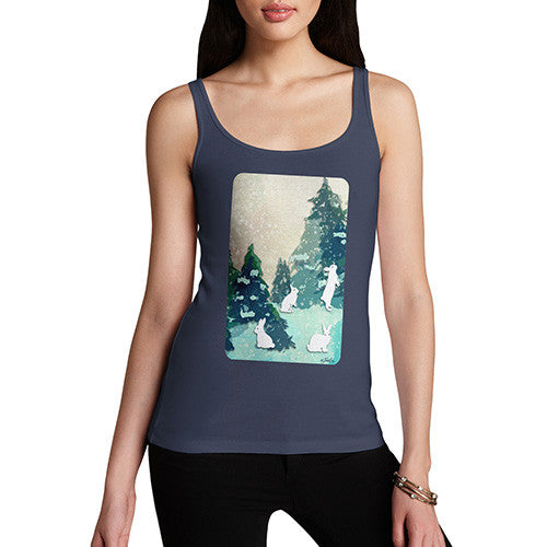 Women's Rabbits in Snow Covered Woods Tank Top