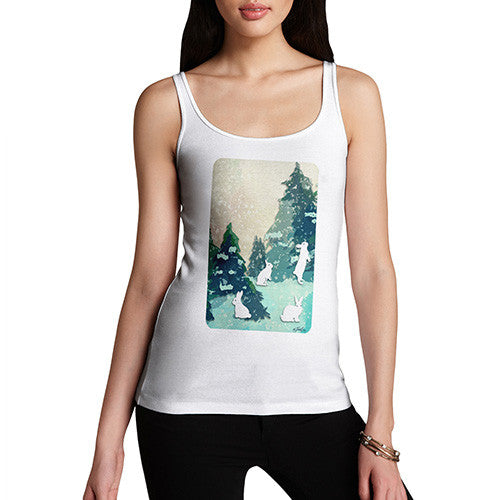 Women's Rabbits in Snow Covered Woods Tank Top