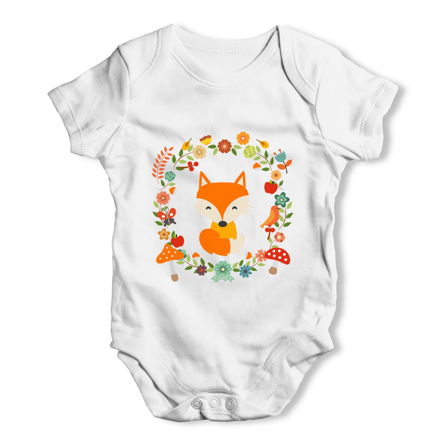 White Fox Baby Grow Bodysuit