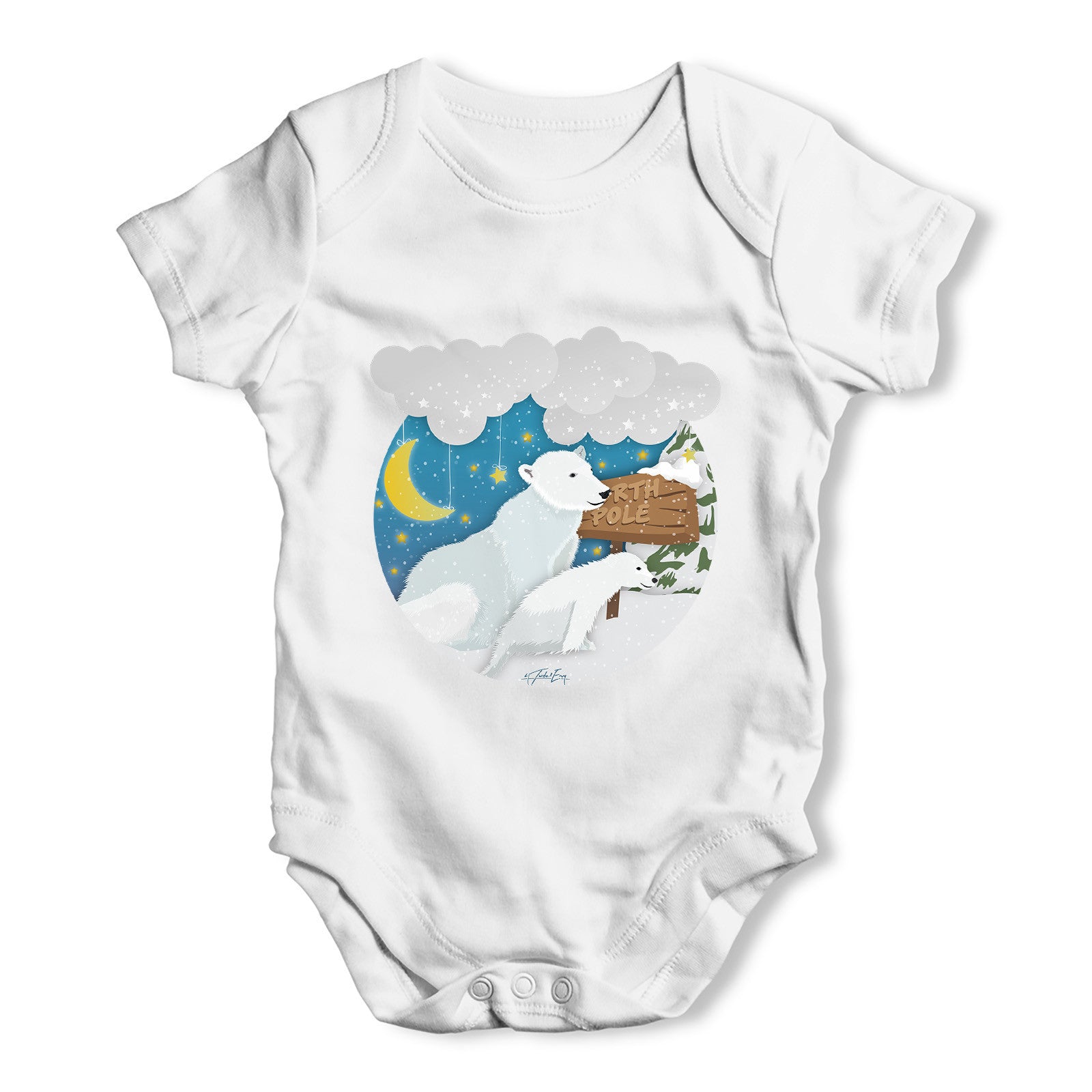 Polar Bear At The North Pole Baby Grow Bodysuit