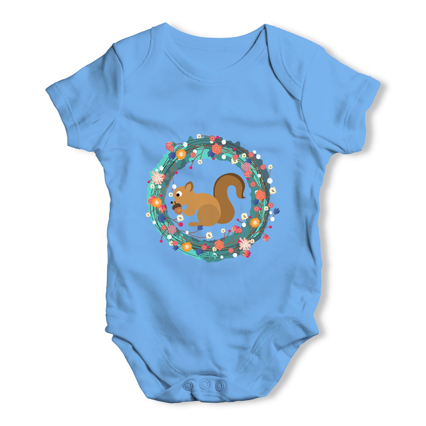 Squirrel Eating Acorns Baby Grow Bodysuit