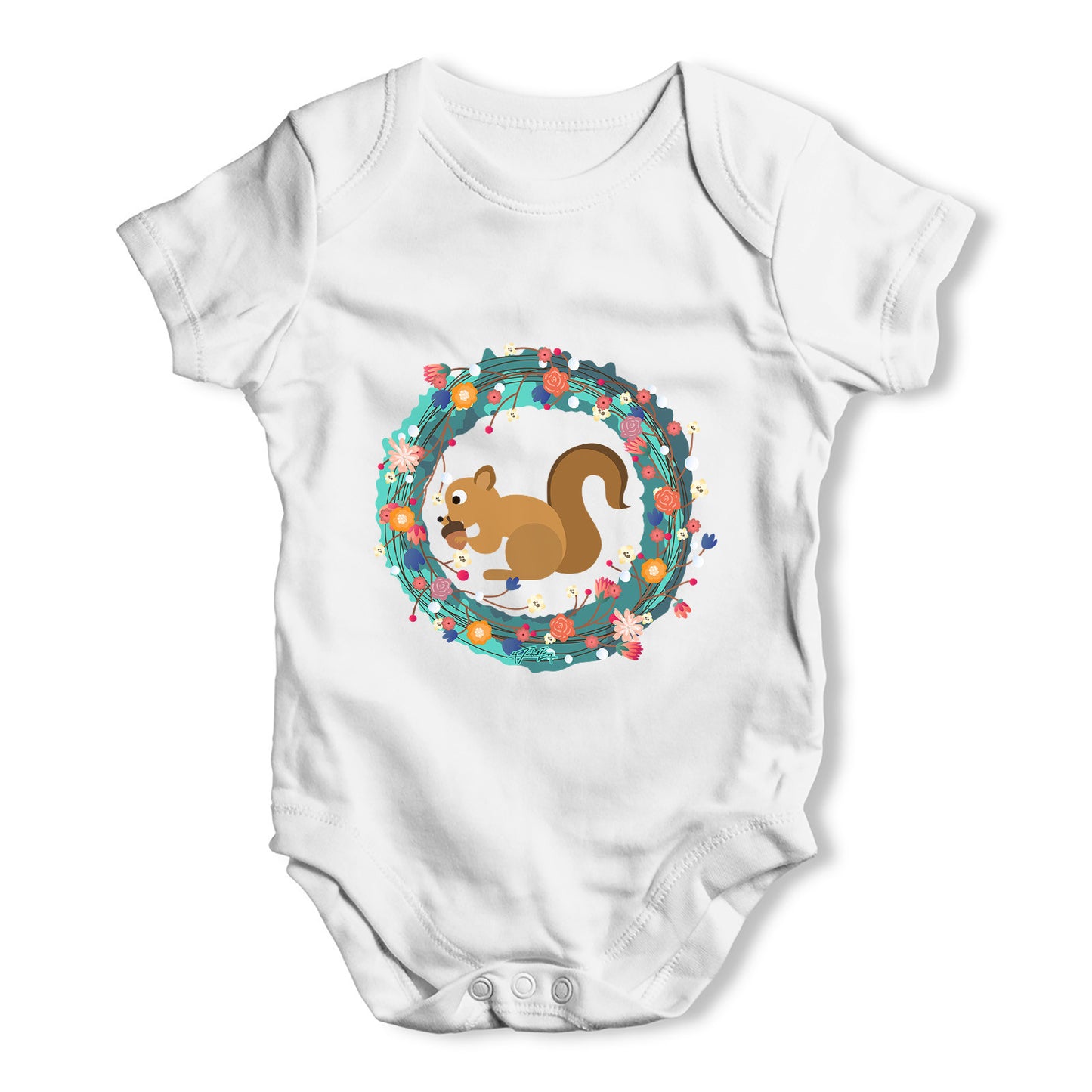 Squirrel Eating Acorns Baby Grow Bodysuit